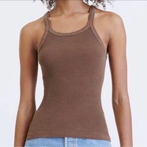 Re|Done Hanes Ribbed Tank Size S Brown